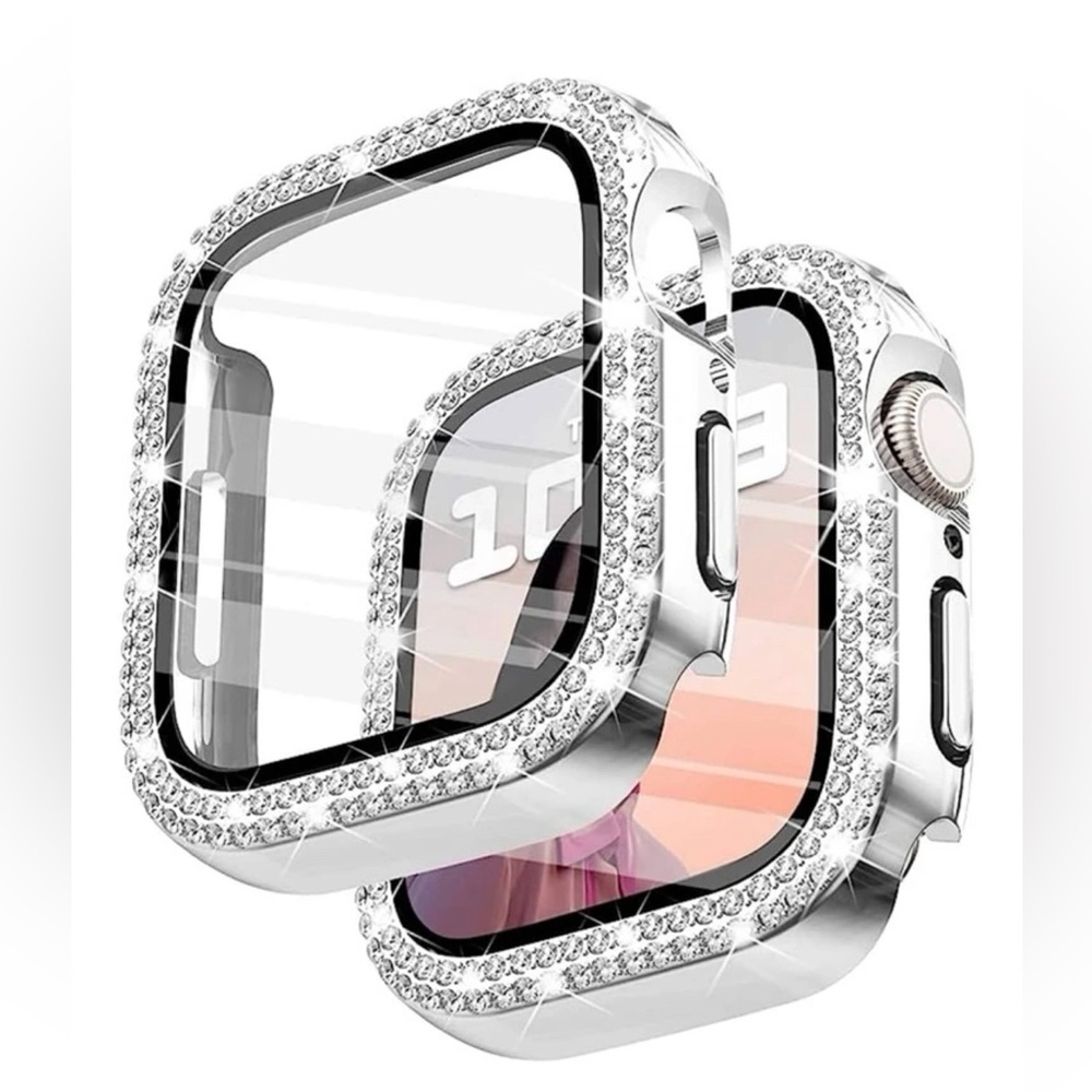 Double Rhinestone Pc Protection Case, Compatible With Apple Watch 41mm